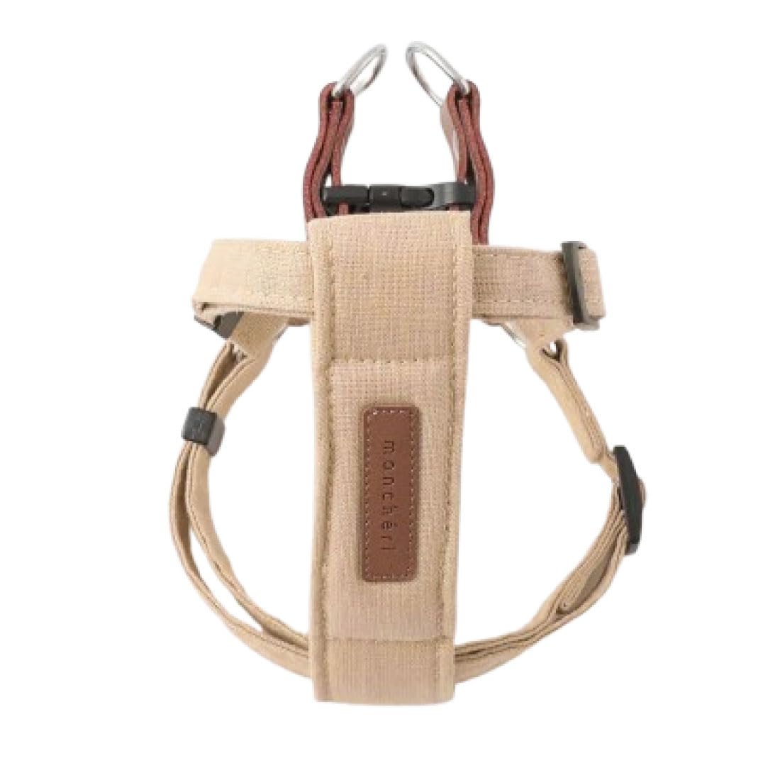 

Leather and Linen Harness for Small Dogs Adjustable Easy to Put on and Take Off with One Perfect for Walks and Outings Monchéri (XS/Beige) Size,