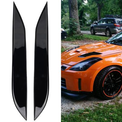 1 Paar Auto Voor Koplamp Wenkbrauw Ooglid Trim Glanzend Zwart Plastic Decoratie Geschikt Voor Nissan 350Z Z33 2006-2009