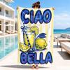 Red White Vertical Stripe Ciao Bella Letter Printed Beach Towel Quick Dry Sand Resistant Absorbent Towel For Pool Swimming