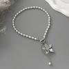Imitation Pearl Choker Necklace Women Flower Pendant Aesthetics Jewelry Gift