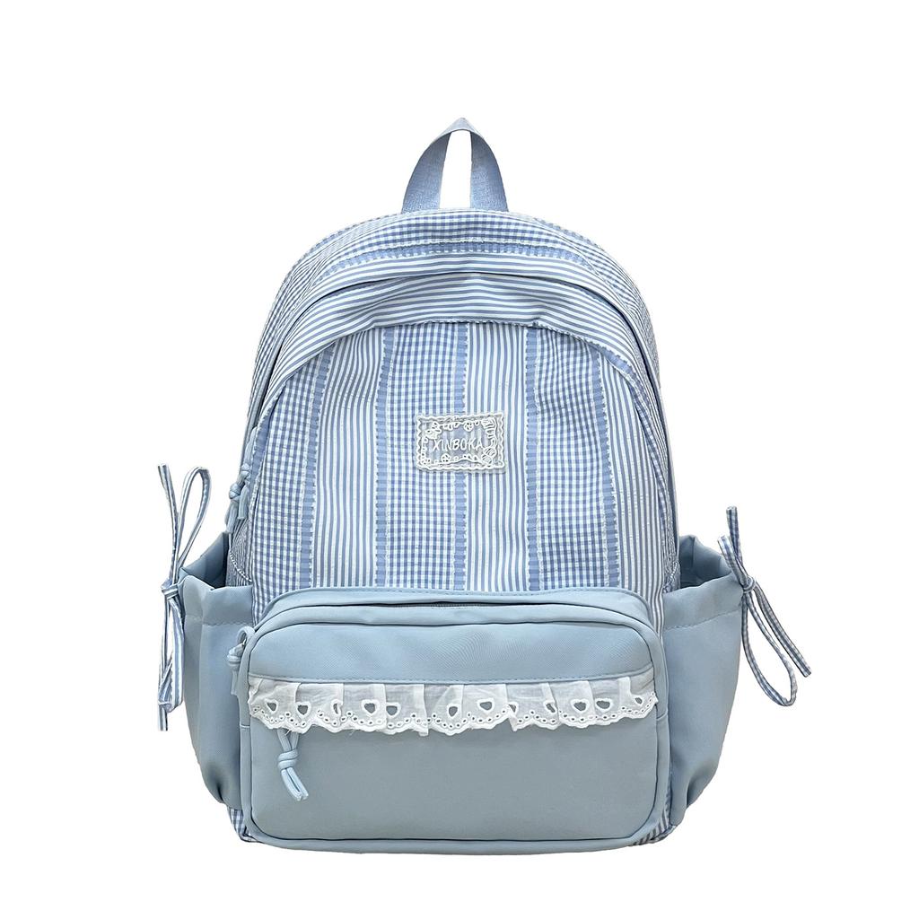 Schoolbag High-value Plaid Burden-reducing Backpack for Boys and Girls, Lightweight and Large-capacity Waterproof Backpack, Small Fresh and Versatile