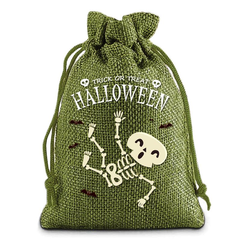 Halloween Burlap Drawstring Pouches Party Favour Gift Candy Bags 10x14cm 6 Colours