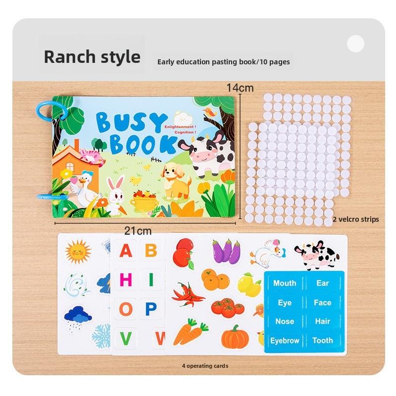 Education Puzzle Enlightenment Busy Book, Multiple Themes of Cognitive Tear-Off Toy Book Early Development of Concentration Toys