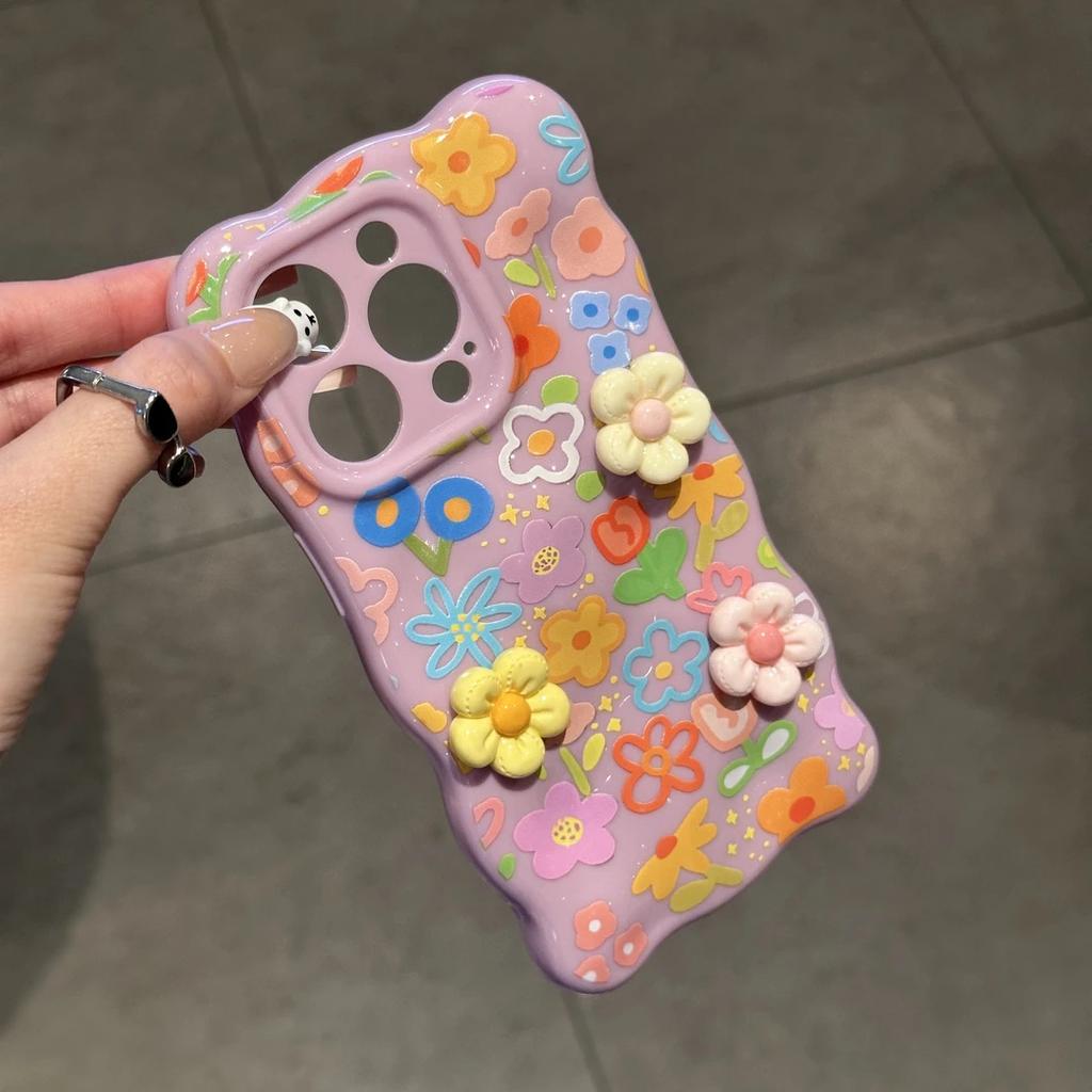 Colored Dopamine Flowers for Apple iPhone17 Mobile Phone Case 16Pro Wave Clouds 14/15 Fine Holes 13