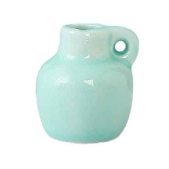 

Mini Ceramic Vase Refrigerator Magnet 3D Miniature Plants Flower Vase Fridge Magnet Home Office Kitchen Locker Decoration зелёный
