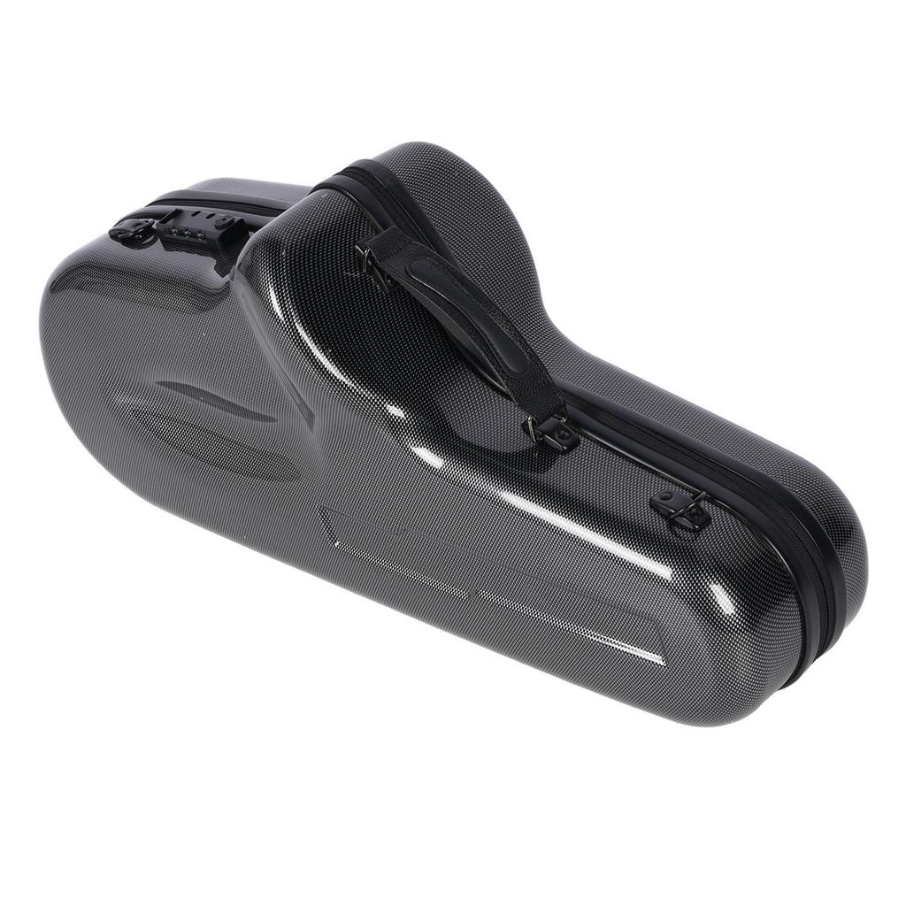 Eb-Altsaxophon-Koffer, faserverstärkter Kunststoff, Hartschalenkoffer mit Schloss, abnehmbarem Schultergurt, schwarz kariert