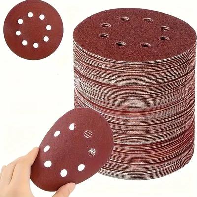 30PCS 5 Inch (125mm) Round Sandpaper, 8-hole Sanding Sandpaper, 60/80/100 Mesh, Suitable for Polishing