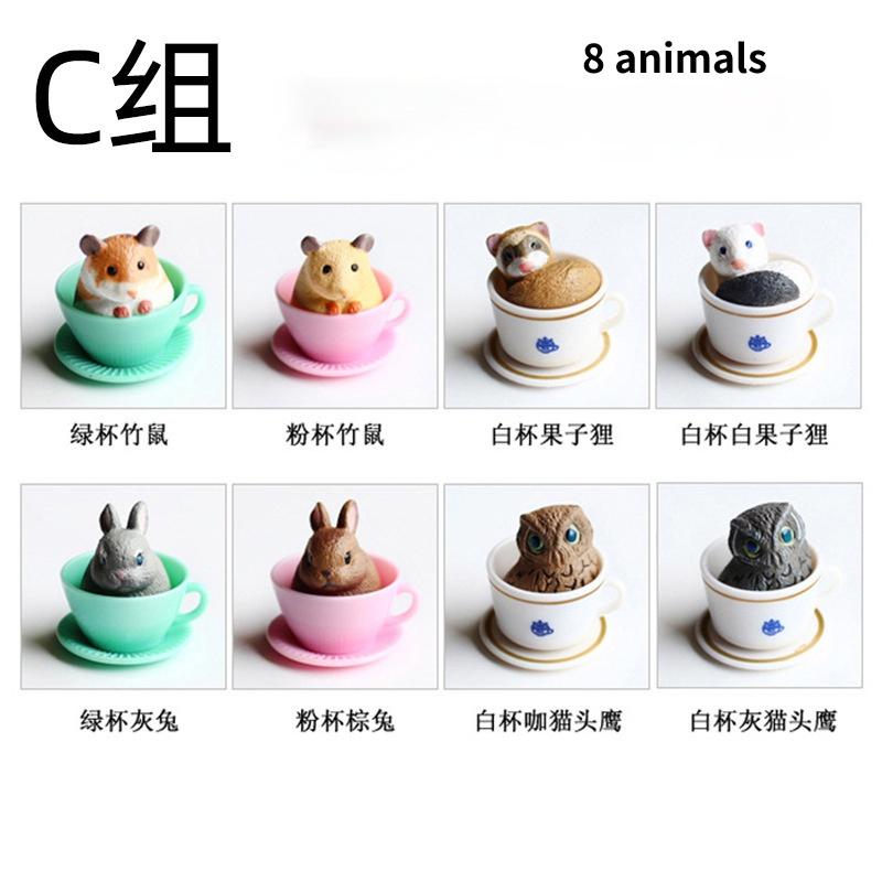 Cute Simulation Teacup Cat and Dog Mini Animal Miniature Landscape Decoration Garden Bonsai Decoration Gift Toy Cake decoration Figure