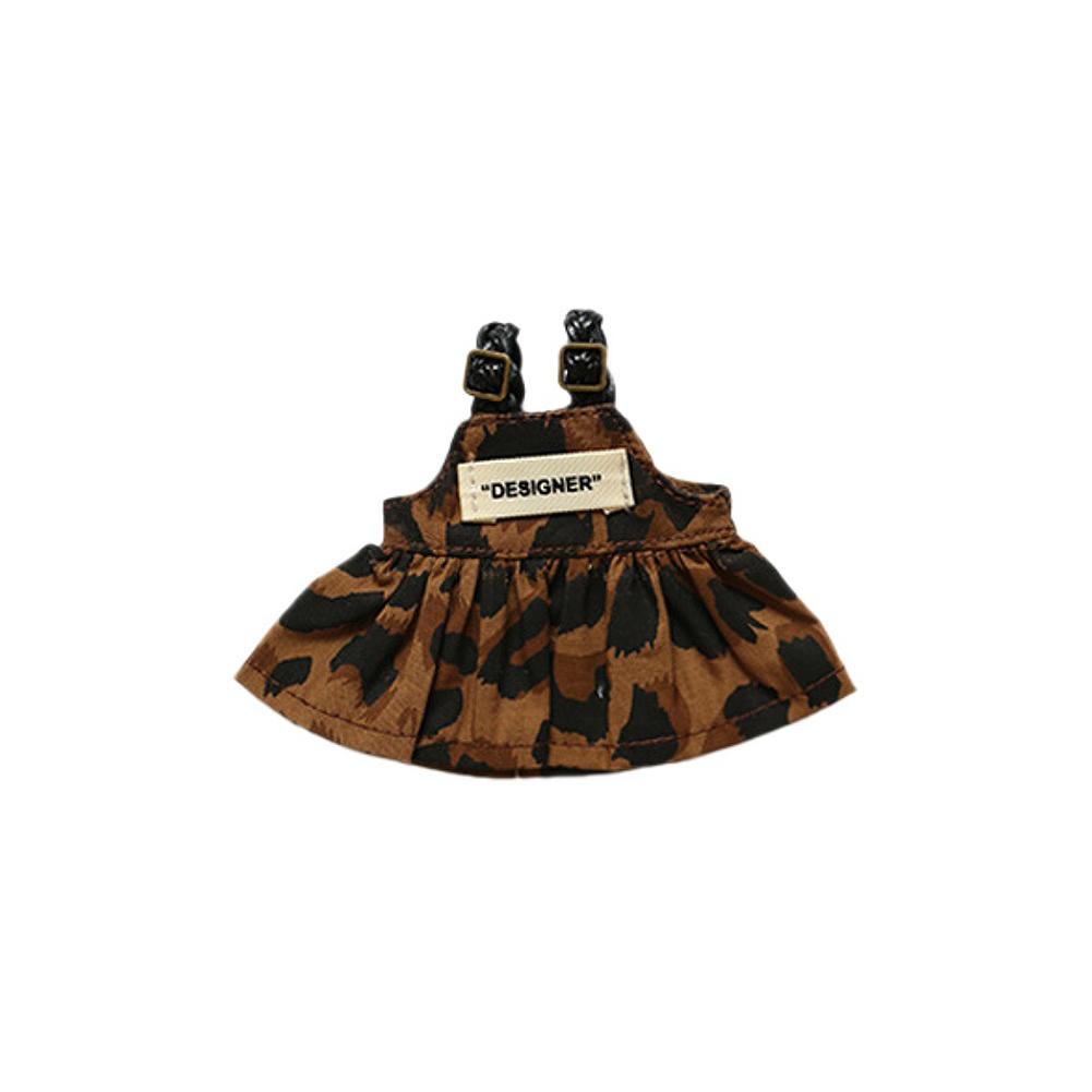 Miniature Leopard Print Back Dress for 17cm Labubu Dolls Cute DIY Doll Clothes Fashion Accessories Lovely Outfit Gifts for Girls Friends
