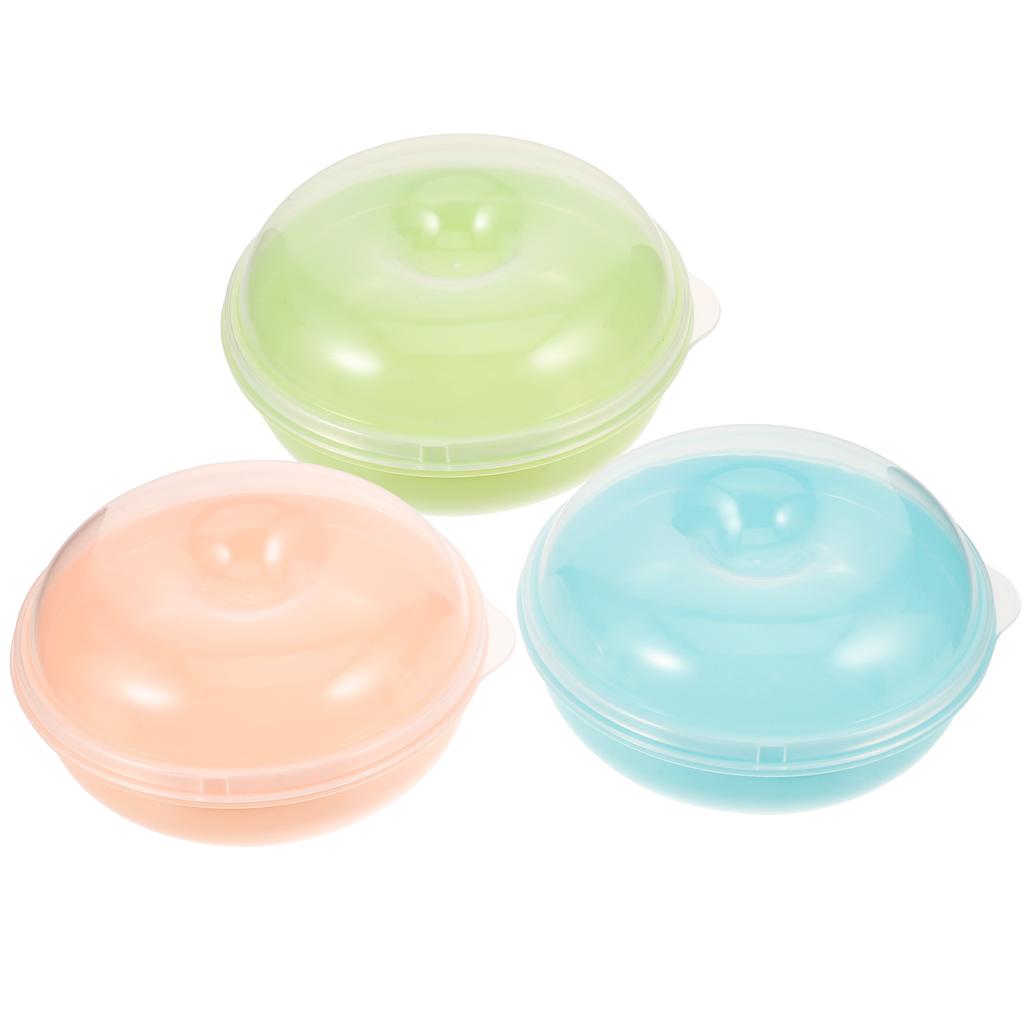 3 Pcs Bread Box Storage Cake Stand with Lid Cupcake Holder 1250X1250X650CM Pp Bagels Plain Boxes Keeper Container Airtight