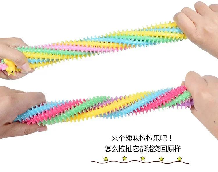 3pcs Funny Unicorn Pull Worm Noodle Fidget Toys Stretch String TPR Rope Anti Stress Toys String Stress Relief Autism Vent Toy