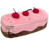 Plush Pencil Case Large Capacity Kawaii Cherry Cake Design Fuzzy Cute School Supplies Stationery Organizer Pouch Holder For Girl