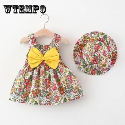 Children's Clothing Girls Dress Summer Children Suspenders Princess Dress Fashion Girl Baby Summer Dress Hat Floral Dress
