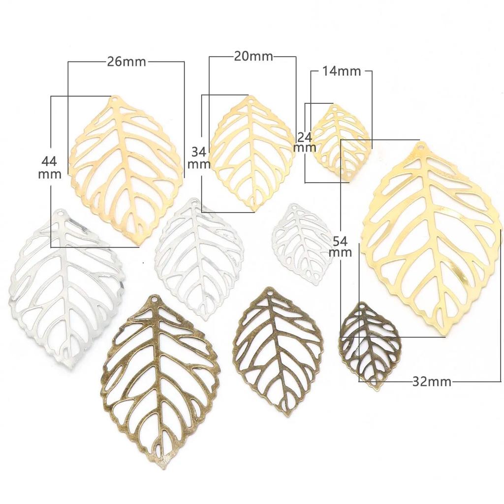 100pcs Metal Iron Leaves 2.4*1.4cm Pendant DIY Jewelry Material