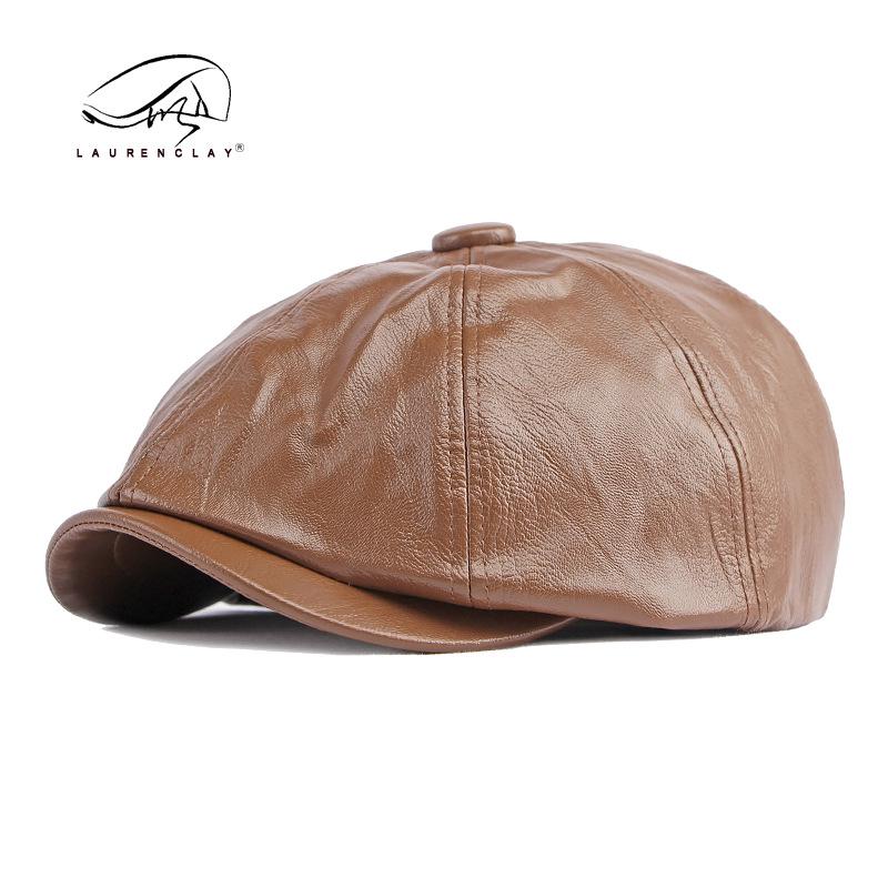 Berretto da giornalaio unisex in pelle PU per primavera/autunno: Berretto a visiera retrò britannico