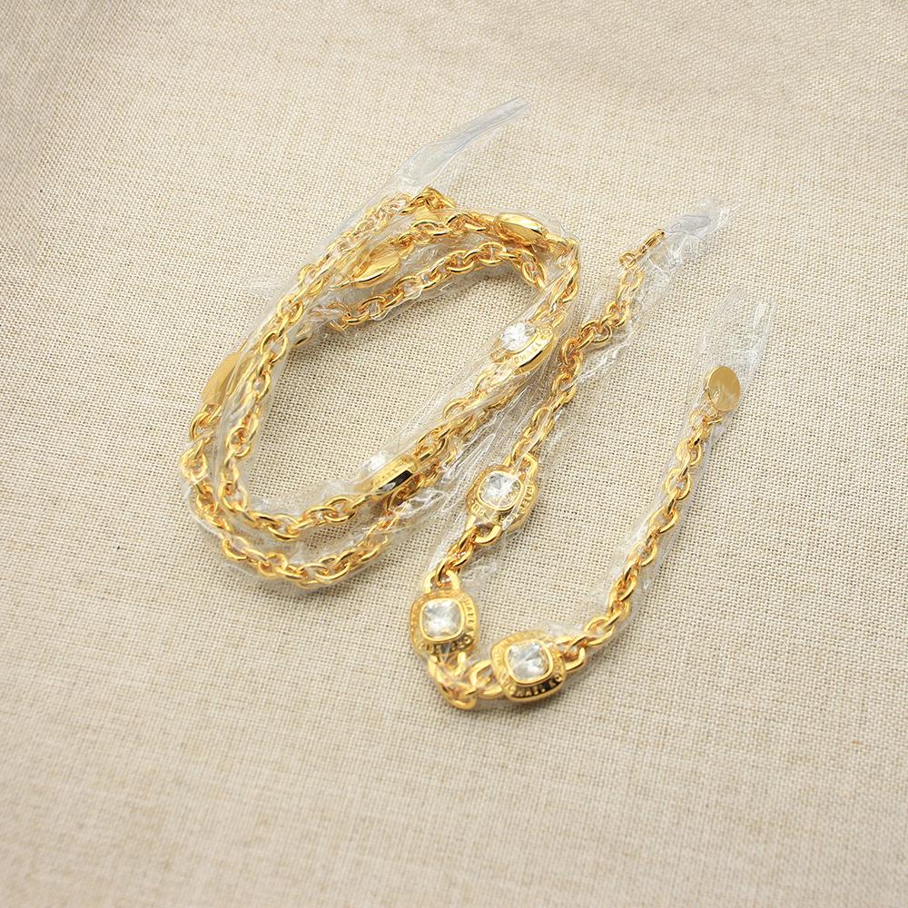 Set de bijuterii de lux din cupru placat cu aur pentru femei: Colier & Brățară