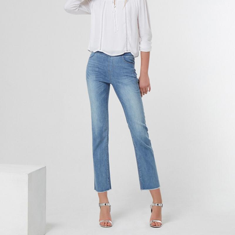 Baiyu Women Lycra Banding Denim Pants Mdaw