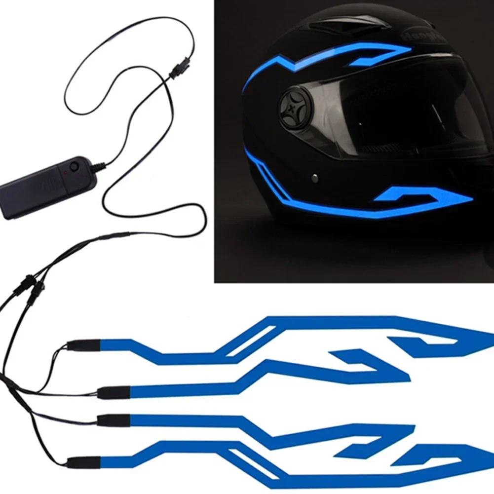 NEW Motorcycle Bike Waterproof LED Cold Light 4-in-1Helmet Strip EL Sticker Warning Lights Motorcycle Night Riding Accessories
