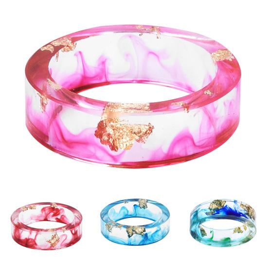 Unisex Colorful Ink Fashion Transparent Resin Gold Foil Ring Party Jewelry Gift