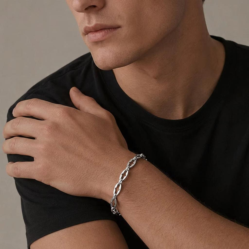 Fashion Silver Color Hollow Cross Chain Bracelets for Men High Quality Stainless Steel Bracelet Waterproof Punk Jewelry Gift