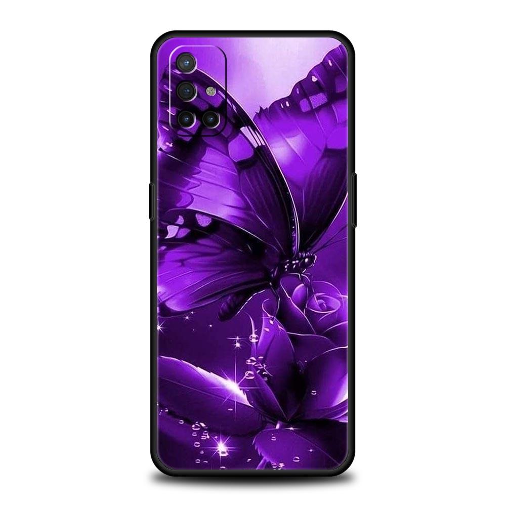 Phone Case For Oneplus 13R 13 12 10T 11 R10 Nord N100 N200 N10 9 9R CE 2 3 Z Pro Lite 5G Soft TPU Cover Art Purple Butterfly Bag