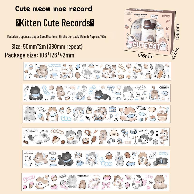 ZABC Cute Cat Diary Tape Box Set - Border & Collage Styles