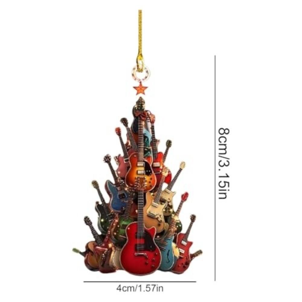Music Theme Party Guitar Ornaments Acrylic Xmas Tree Ornament  Home Decoration