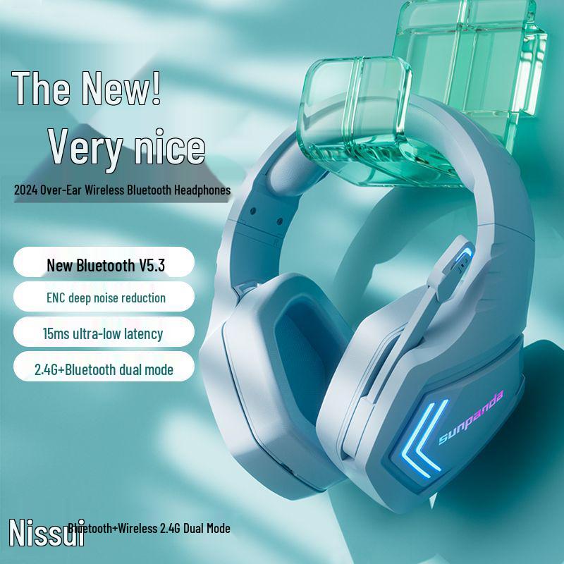 2.4G Bluetooth Wireless Over-Ear Gaming Headset with Microphone for PCs, Tablets, and Mobile Phones