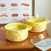 High-value Cute Tableware Ceramic Instant Noodle Bowl with Lid Children's Rice Bowl Student Dormitory Instant Noodle Bowl Binaural Soup Bowl
