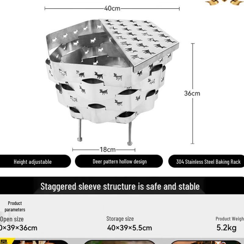 Black Deer Portable Stainless Steel Folding Fire Pit