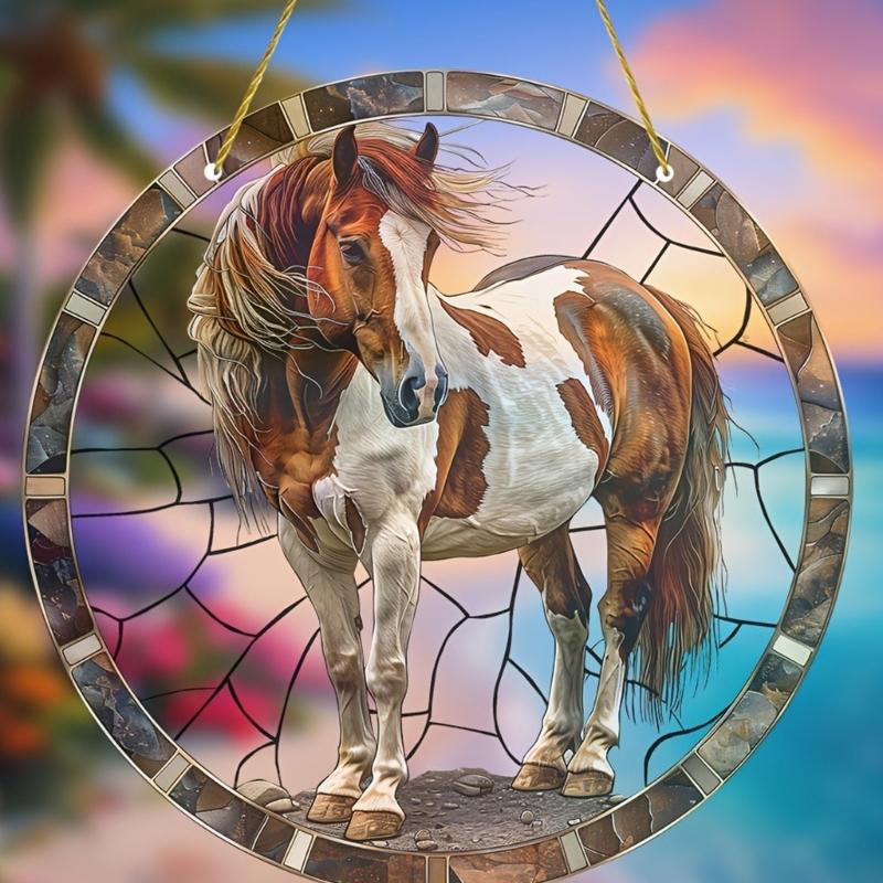 Lightweight Acrylic Wall Hanging Horse Ornament For Patios And Indoor Use Creates Beautiful Lighs Effects 20cm Diameter