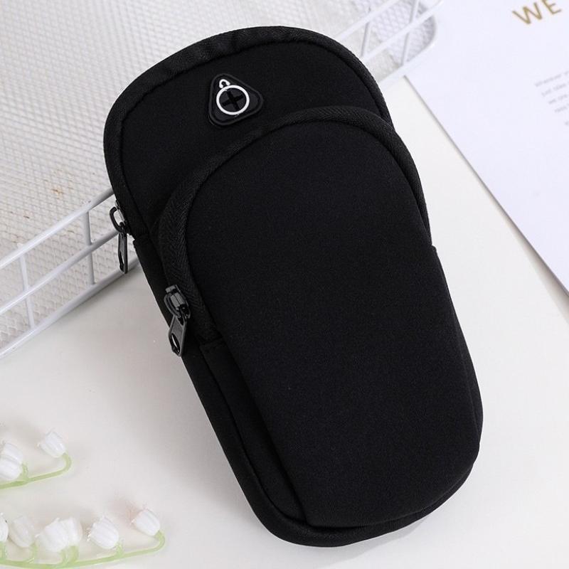 Neoprene Sports Phone Arm Bag With Dual Pockets Adjustable Strap For Running Cycling Gym Outdoor Use