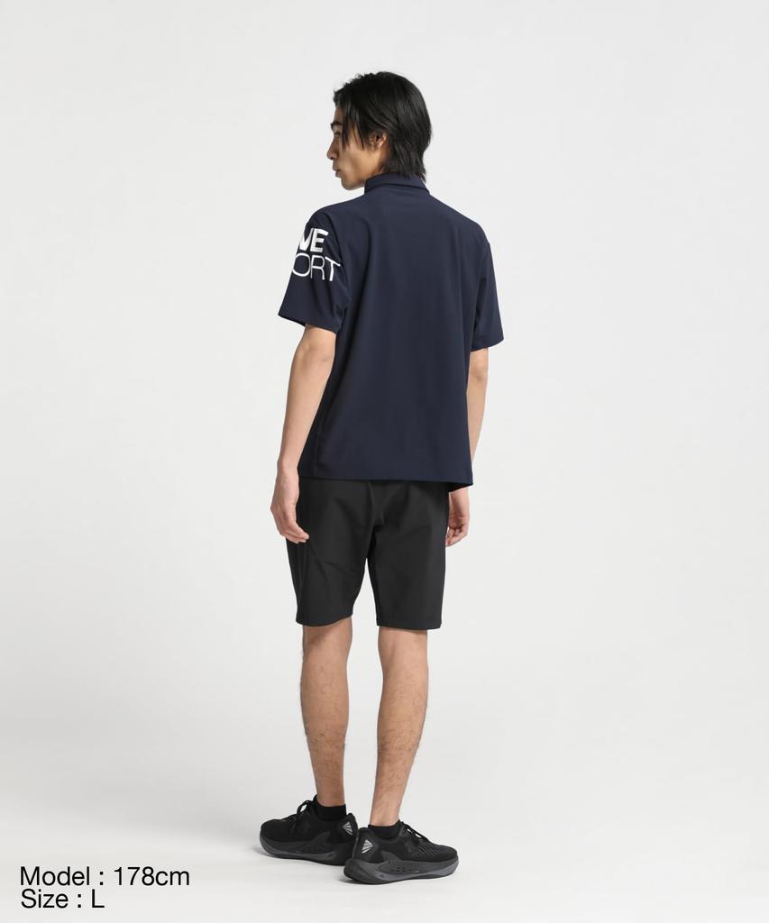 Move Sports Navy Polo Short UV Training Size M Men's DX-C2853AZ Shirt, Sleeve, Protection, Sweat-Wicking, Quick-Drying, Stretch, Sunscreen, Shirt,
