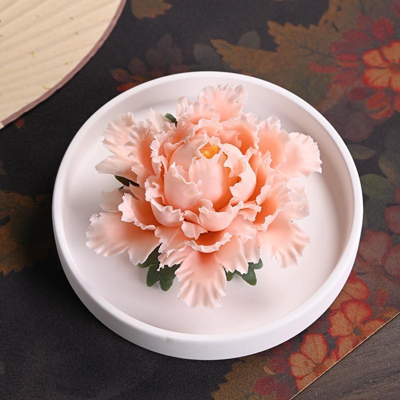 Hand-Made Porcelain Peony Diffuser Incense Burner Luxury Floral Essential-Oil Stone Re-Usable Home Fragrance & Gift Décor