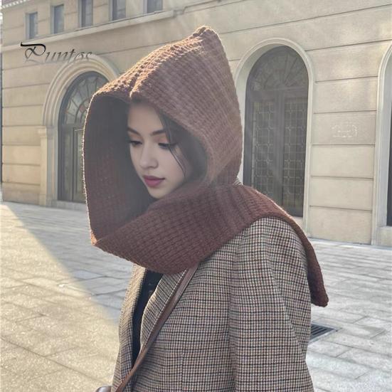 Entegre Atkılı Örgü Şapka Rüzgar Geçirmez Kalın Başlık Sarılı Tasarım Şapka Kulak Koruması Fotoğraf Şapkası Çift Taraflı Atkı Dış Mekan Şapkası