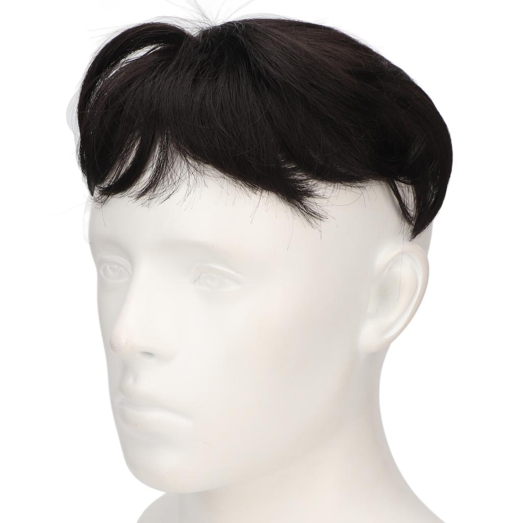 Men Hair Piece Soft Replacement Realistic Fashionable Black Toupee for Gentlemen 6.3 X 7.1in