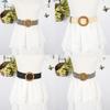 Waist Rope Weave Bamboo Kno Imitation Woven Round Buckle Women Waist Belt Gift