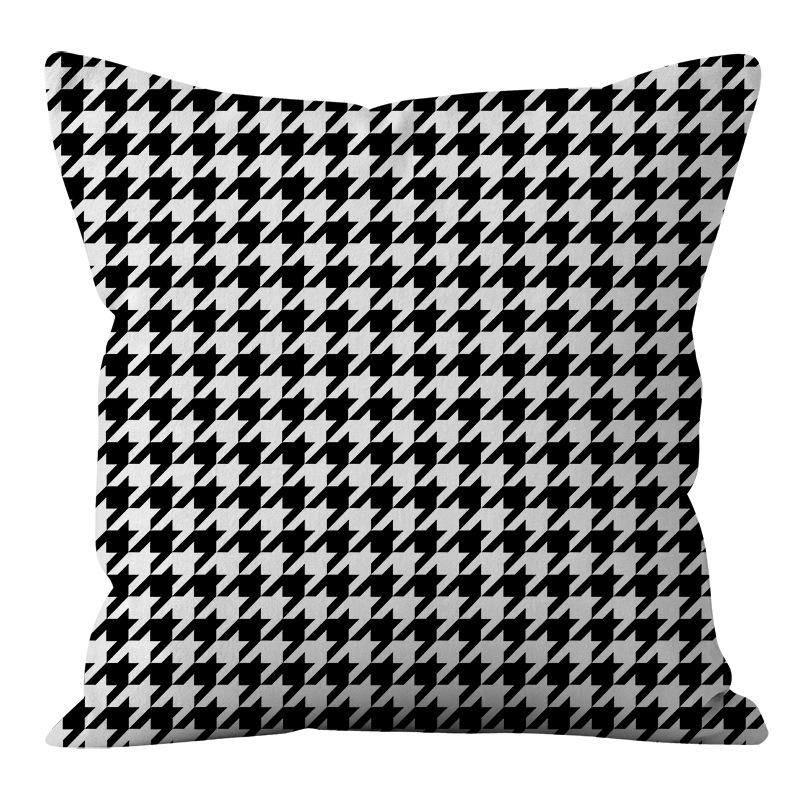 Nordic Ins Style Simple and Light Luxury Lines Black and White Plaid Pillow Case Pillow Lunch Break Pillow Sofa Cushion