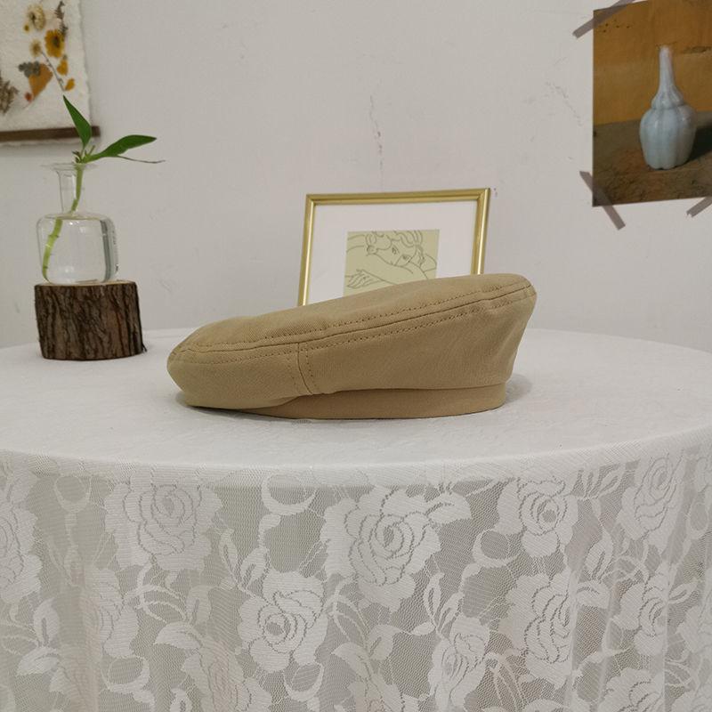 Beretă octogonală neagră pentru femei, primăvară/vară, asortabilă - Pălărie de pictor retro, la modă, în stil coreean și japonez