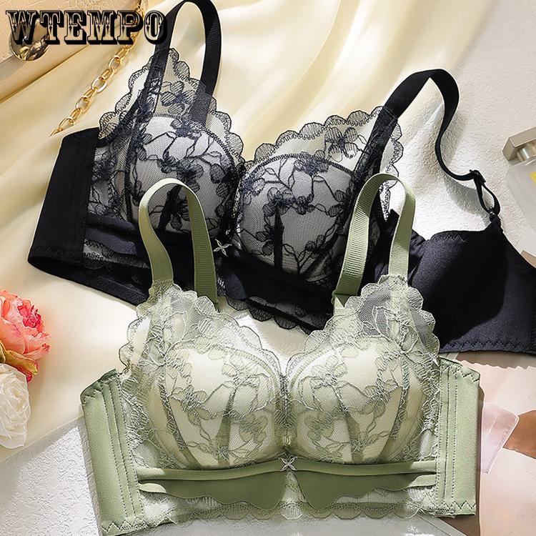 

French Style Bra for Women Sexy Lace Lingerie for Women Gathering and Adjusting Breasts Bra Without Steel Rims 34/75A