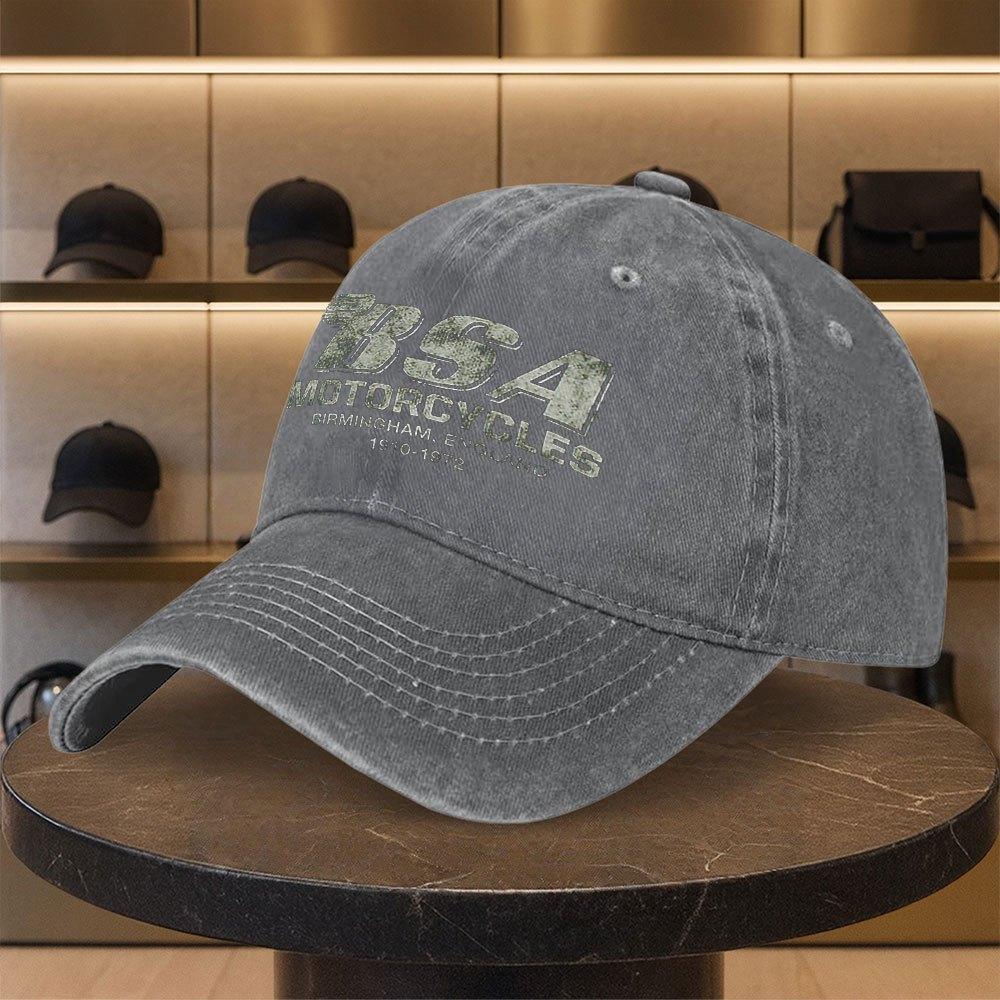 BSA Motorcycle Print Washed Baseball Cap Unisex Vintage Duckbill Hat