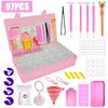 DIY Diamond Painting Storage Box Set with 48 Grids, Bottles, Funnel, Tray, and Rabbit Pen.