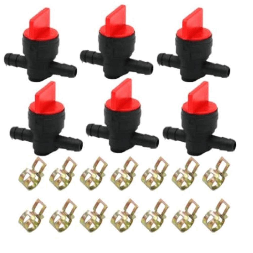 6pcs Black and Red Fuel Shut Off Valve Plastic Gas Shut Off Valve Small Engine чёрный/красный