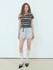ETMON Stripe One-Shoulder T-Shirt Black