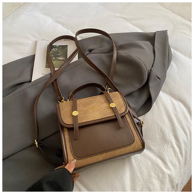 Casual color matching suede backpack bag women s winter high-value simple college style women s backpack women