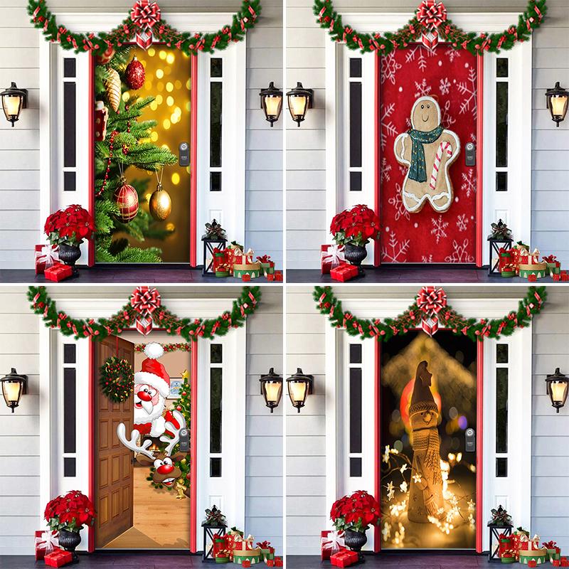 1PC Background Cloth Atmosphere Polyester Party Supplies Christmas Door Hanging Christmas Decorations Blanket