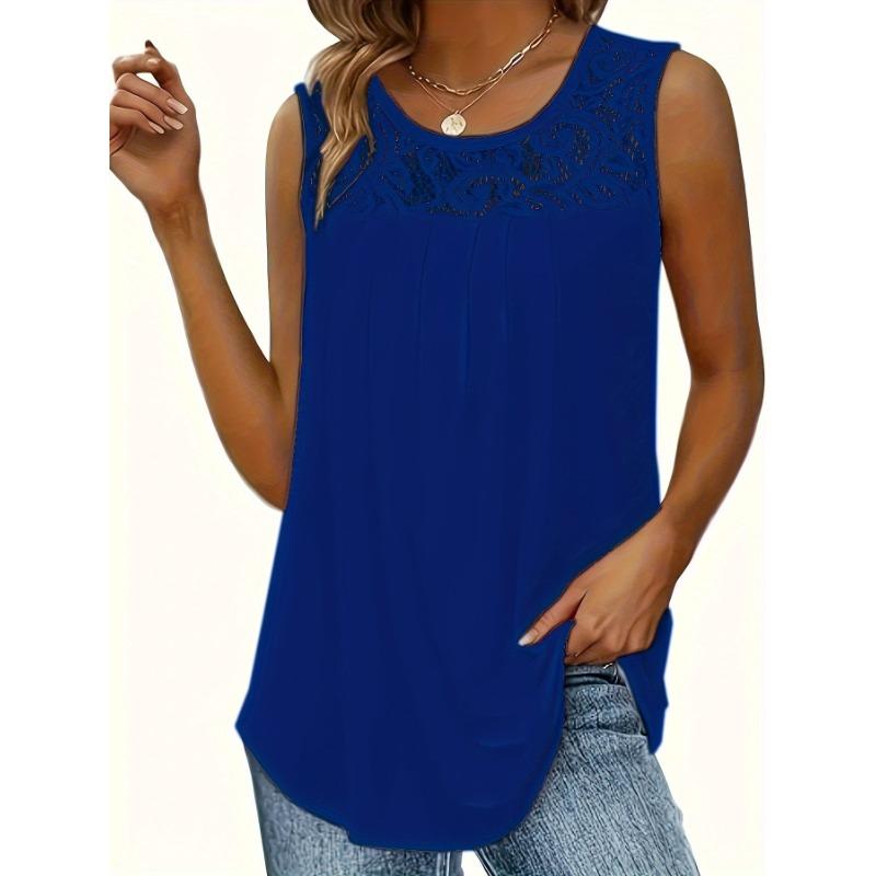 TIFICY Damenmode, lässig, Sommer, Frühling, einfarbiger Druck, ärmellos, O-Ausschnitt, Blusen und Hemden