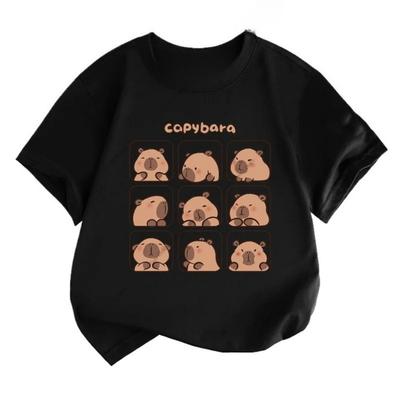 T-shirt Estiva Nuova Tendenza Stampa Capibara Carina per Bambini a Maniche Corte Carina Comoda Versatile T-shirt per Ragazzo e Ragazza