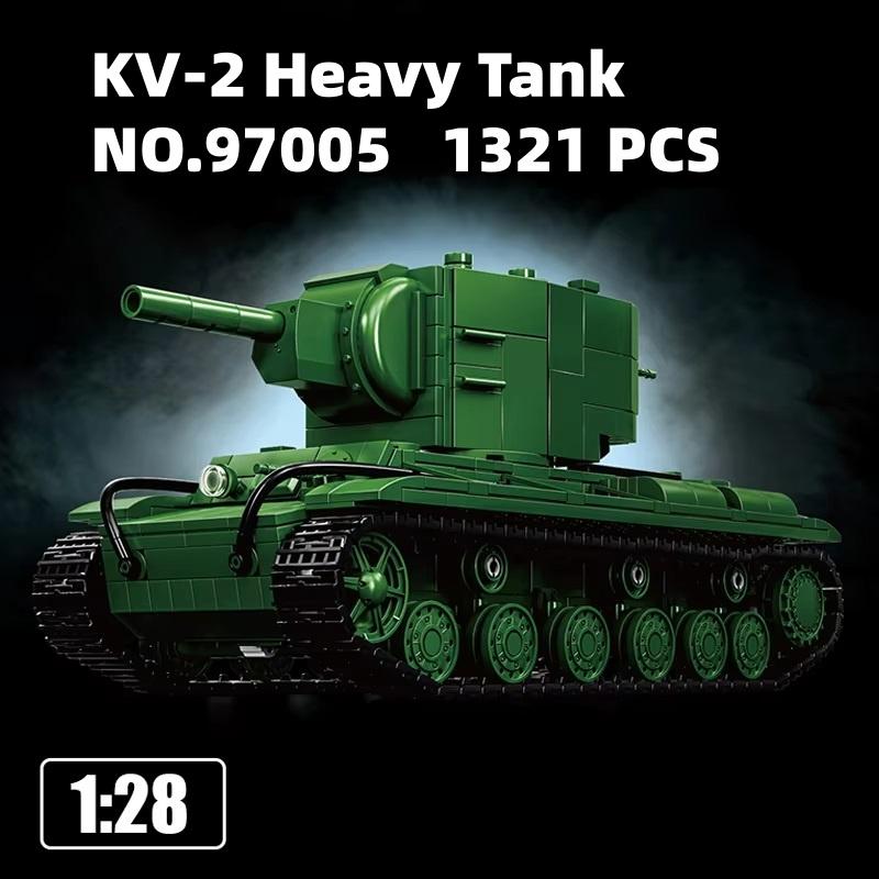 1321pcs Soviet KV-2 Heavy Tank NO.97005 Model MOC Building Blocks Historical Military Collectible Educational Toy