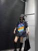 Women's European Style Tie-Dye Rainbow Letter Print Loose T-Shirt - Spring Mid-Length Top